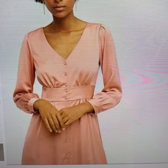 J Crew Satin Blush Pink Button Down Midi Dress 2T - Picture 2 of 15